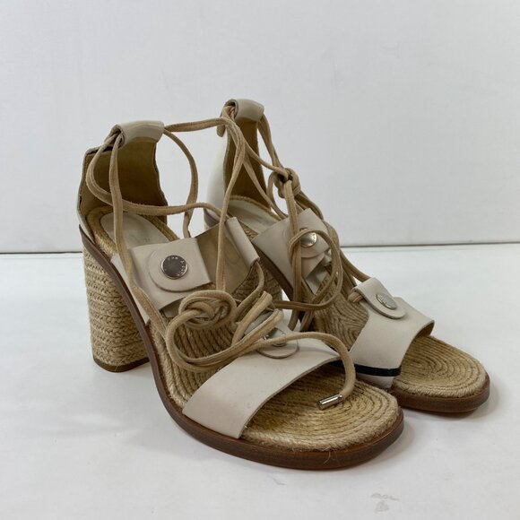 Rag & Bone Womens Beige Lace-Up Espadrille Sandals Leather Jute Size 37.5 - Picture 4 of 10